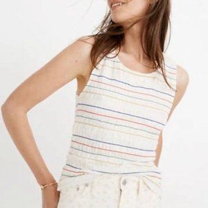 Madewell Texture & Thread Rainbow Stitch Smocked Tank Top Size M